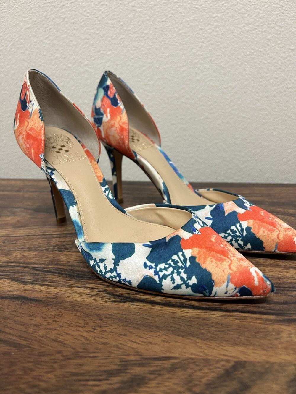 Vince Camuto Floral D’Orsay Pointed Toe Stiletto Pumps Heels 7M Garden Party